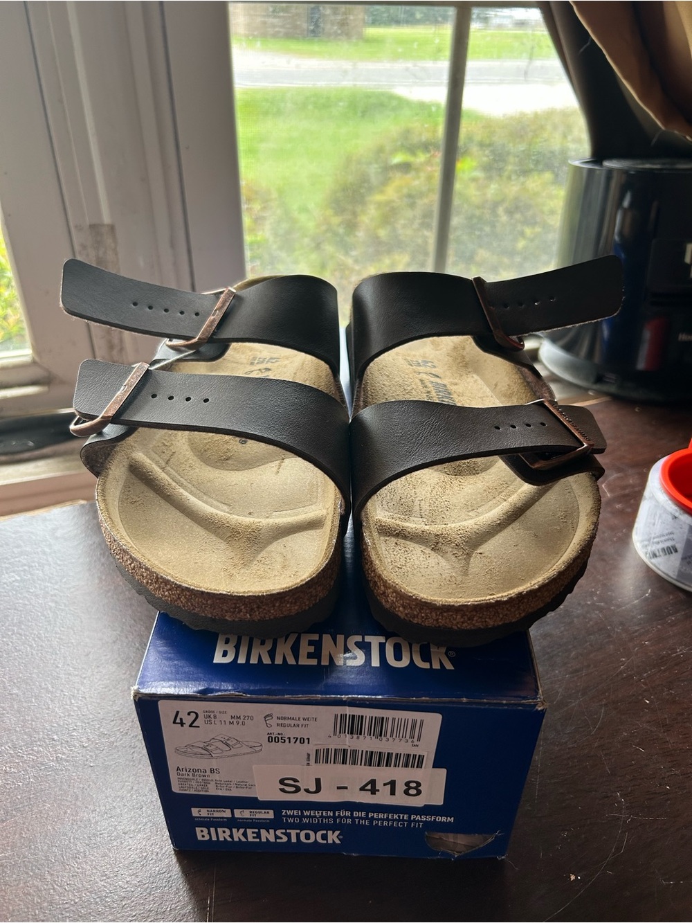 Birkenstock Arizona Two-Strap Sandals in Brown and Natural Cork